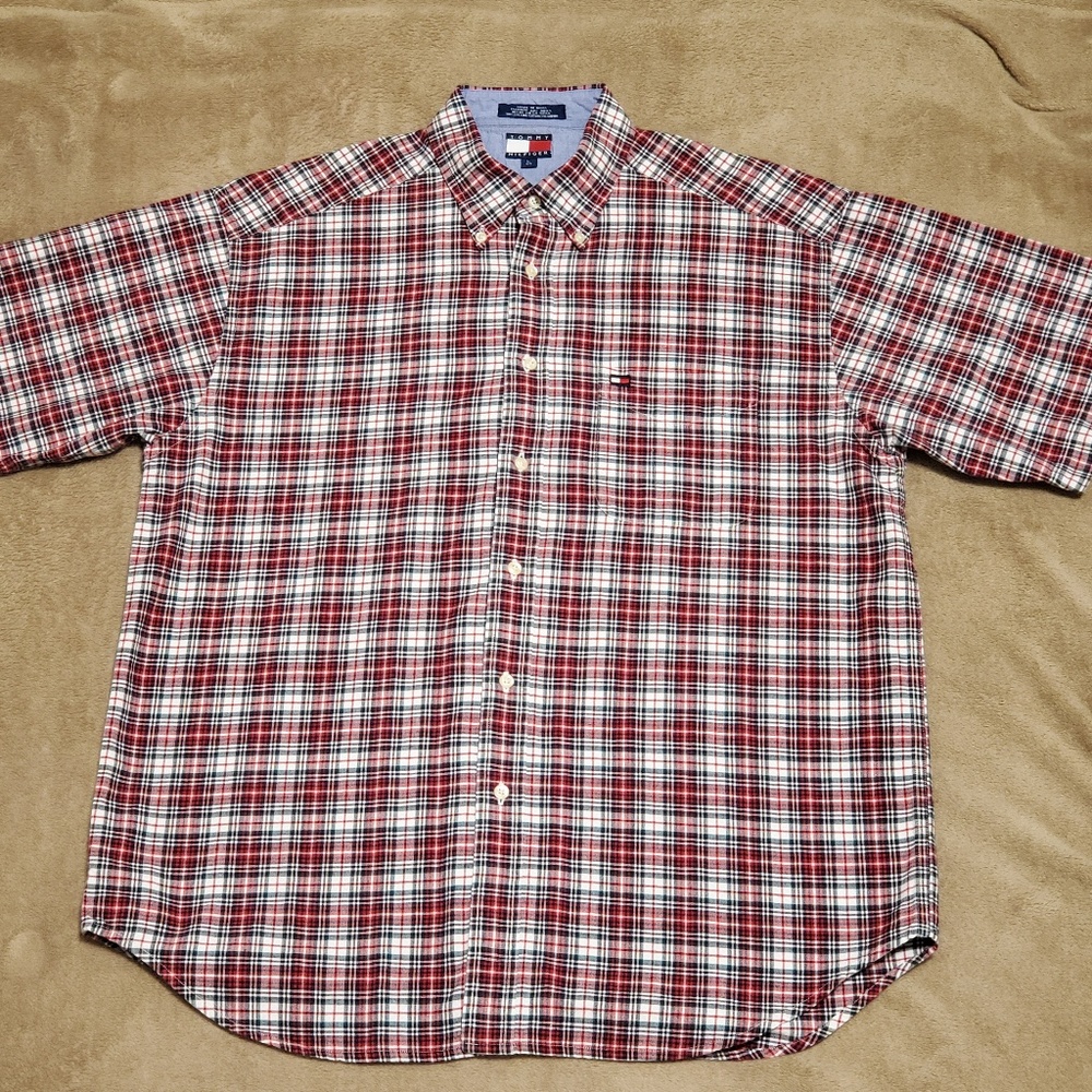 Tommy Hilfiger Men's Button Down Short Sleeve Lg